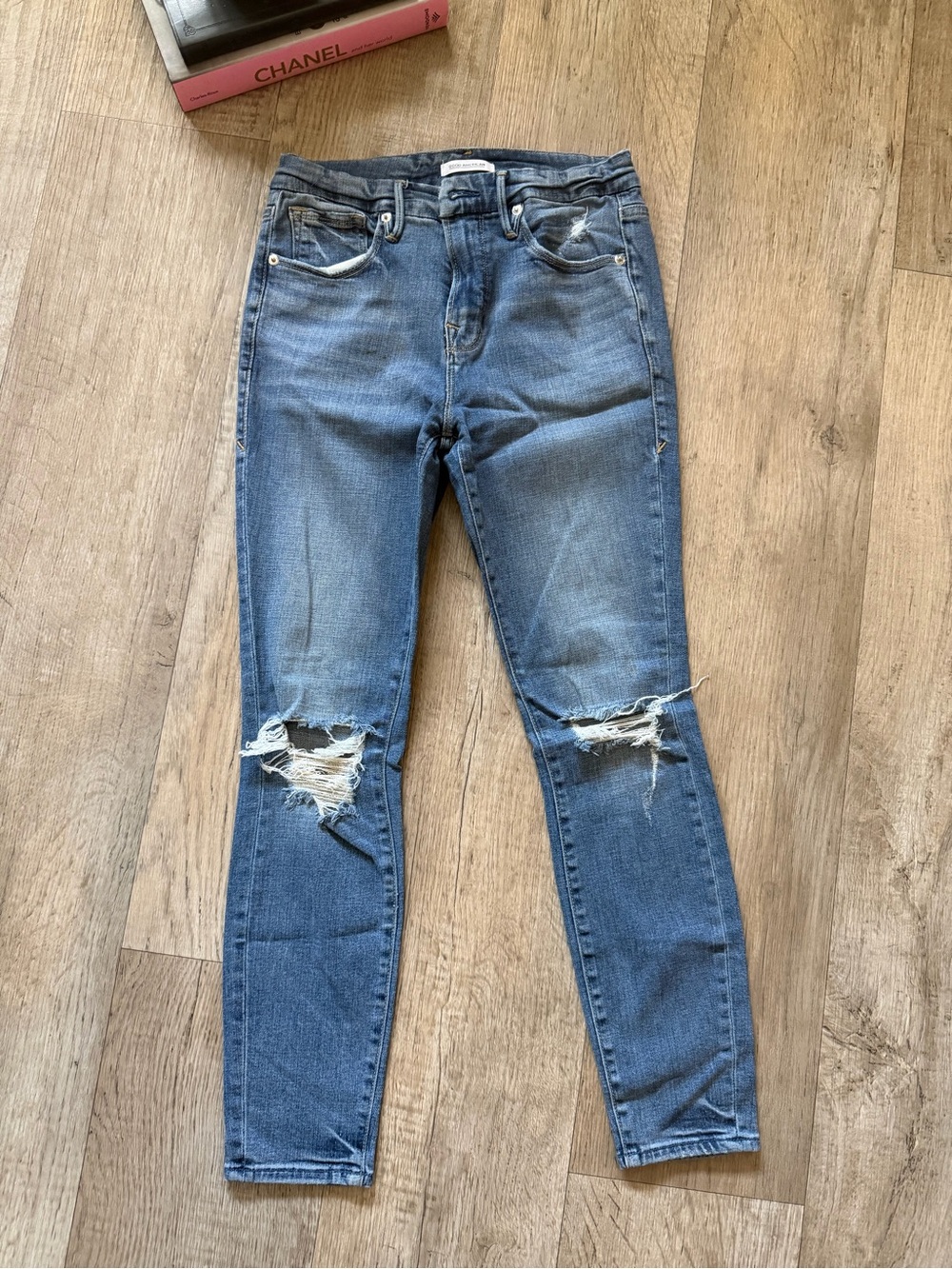 Good American Medium Blue Distressed Skinny Jeans
